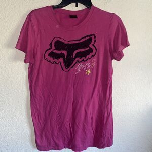 Vintage Fox Racing Shirt Short Sleeve Pink XL Women Dirtbike ATV Punk Goth